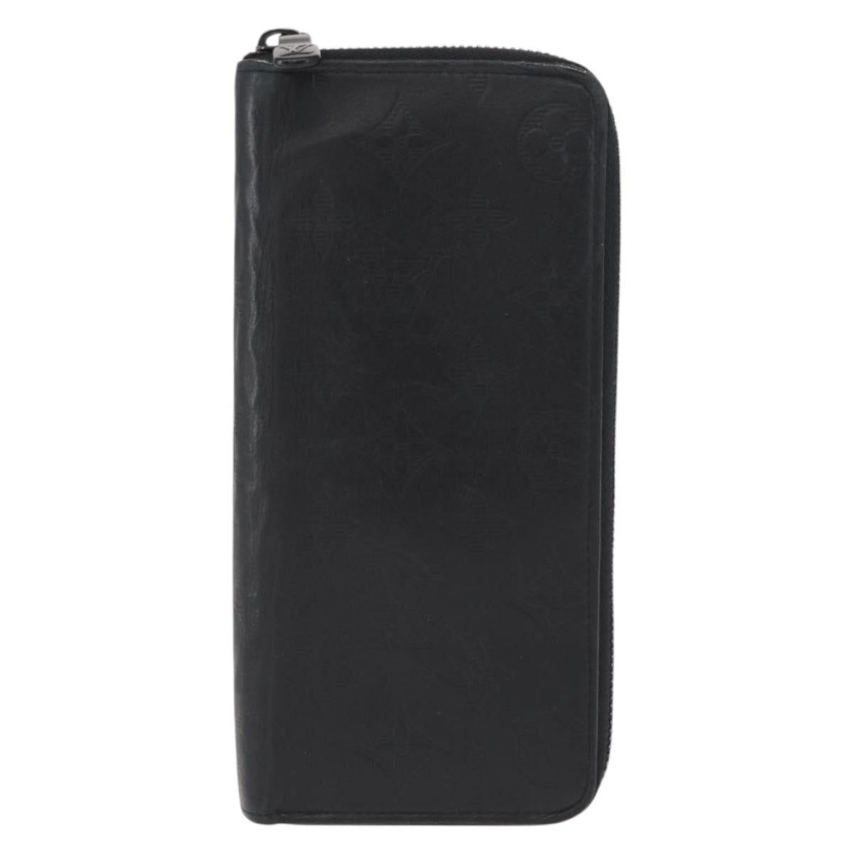 LOUIS VUITTON Monogram Shadow Zippy Wallet Vertical Black M62902 LV Auth BA9856