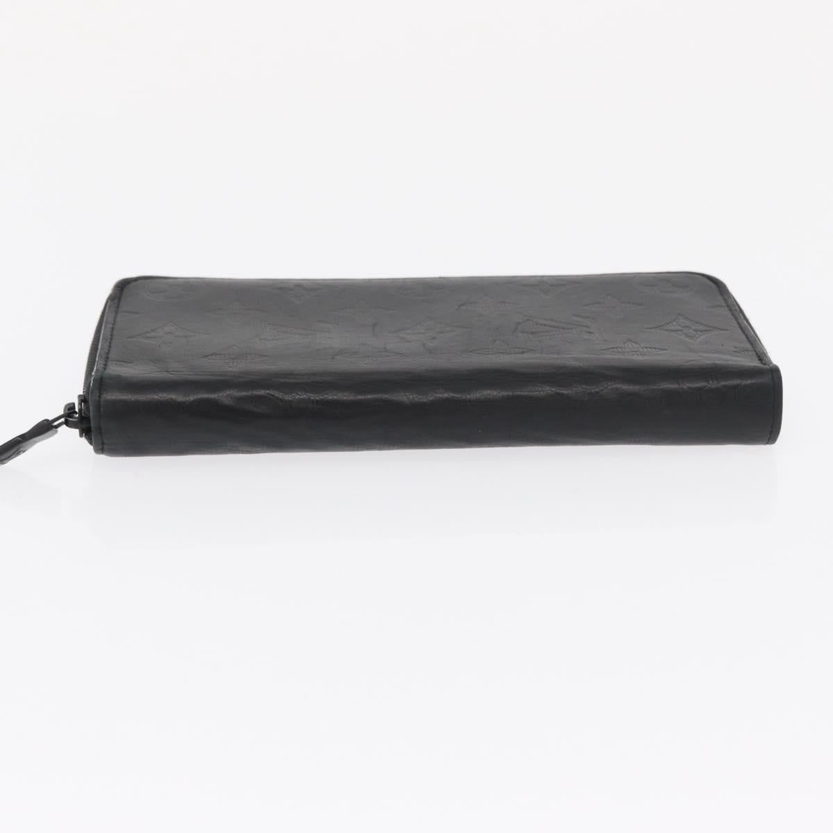 LOUIS VUITTON Monogram Shadow Zippy Wallet Vertical Black M62902 LV Auth BA9856