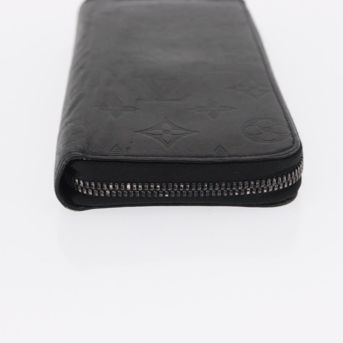 LOUIS VUITTON Monogram Shadow Zippy Wallet Vertical Black M62902 LV Auth BA9856