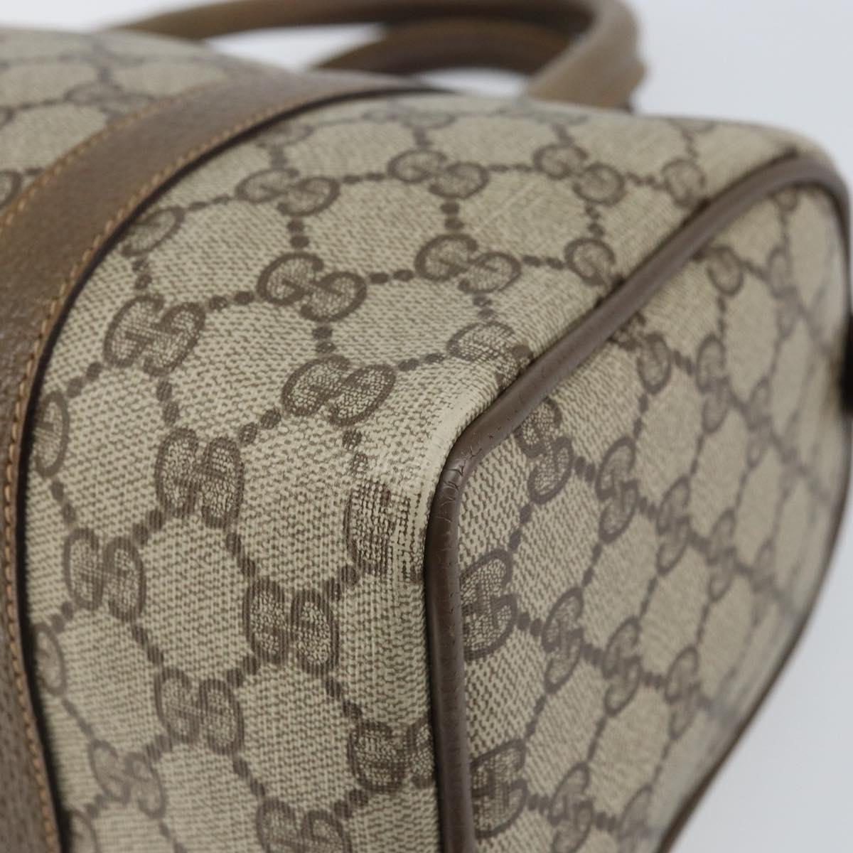 GUCCI GG Supreme Web Sherry Line Boston Bag PVC Beige Gold 40 02 006 Auth BA9859