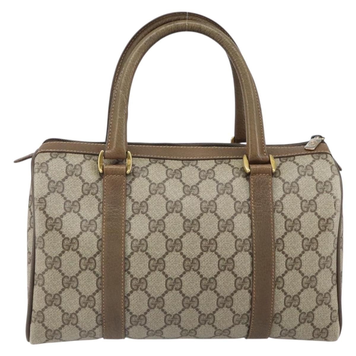 GUCCI GG Supreme Web Sherry Line Boston Bag PVC Beige Gold 40 02 006 Auth BA9859