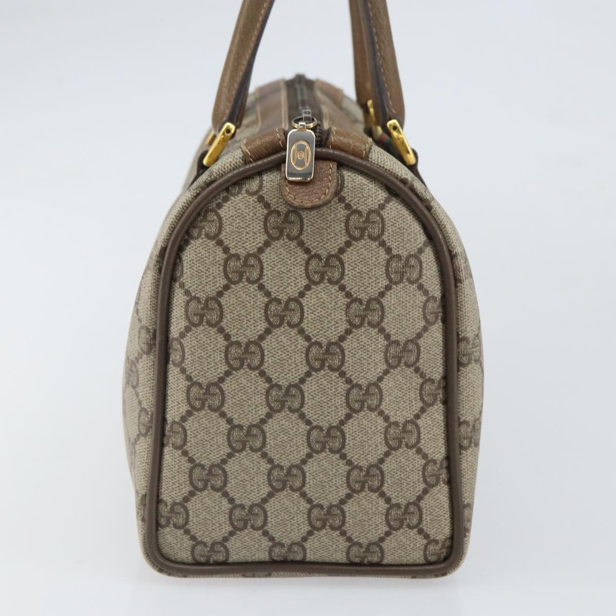 GUCCI GG Supreme Web Sherry Line Boston Bag PVC Beige Gold 40 02 006 Auth BA9859