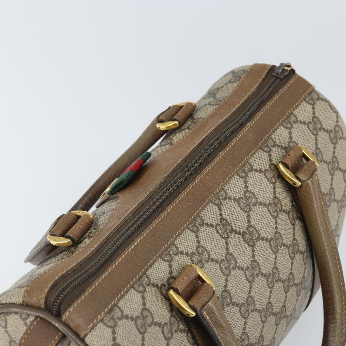 GUCCI GG Supreme Web Sherry Line Boston Bag PVC Beige Gold 40 02 006 Auth BA9859