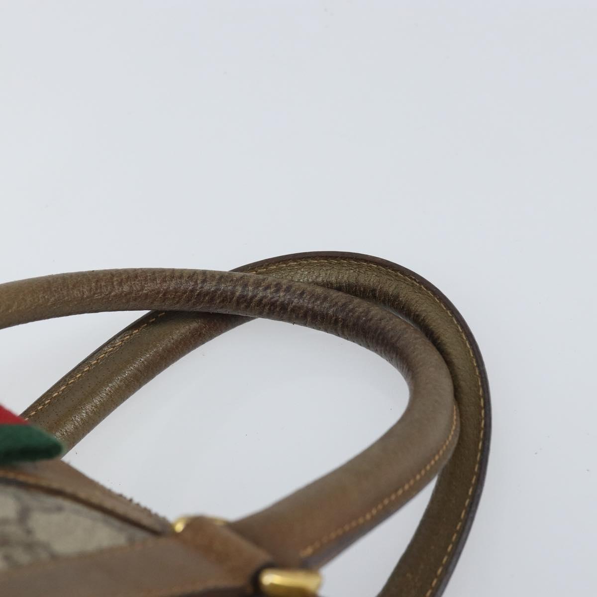 GUCCI GG Supreme Web Sherry Line Boston Bag PVC Beige Gold 40 02 006 Auth BA9859
