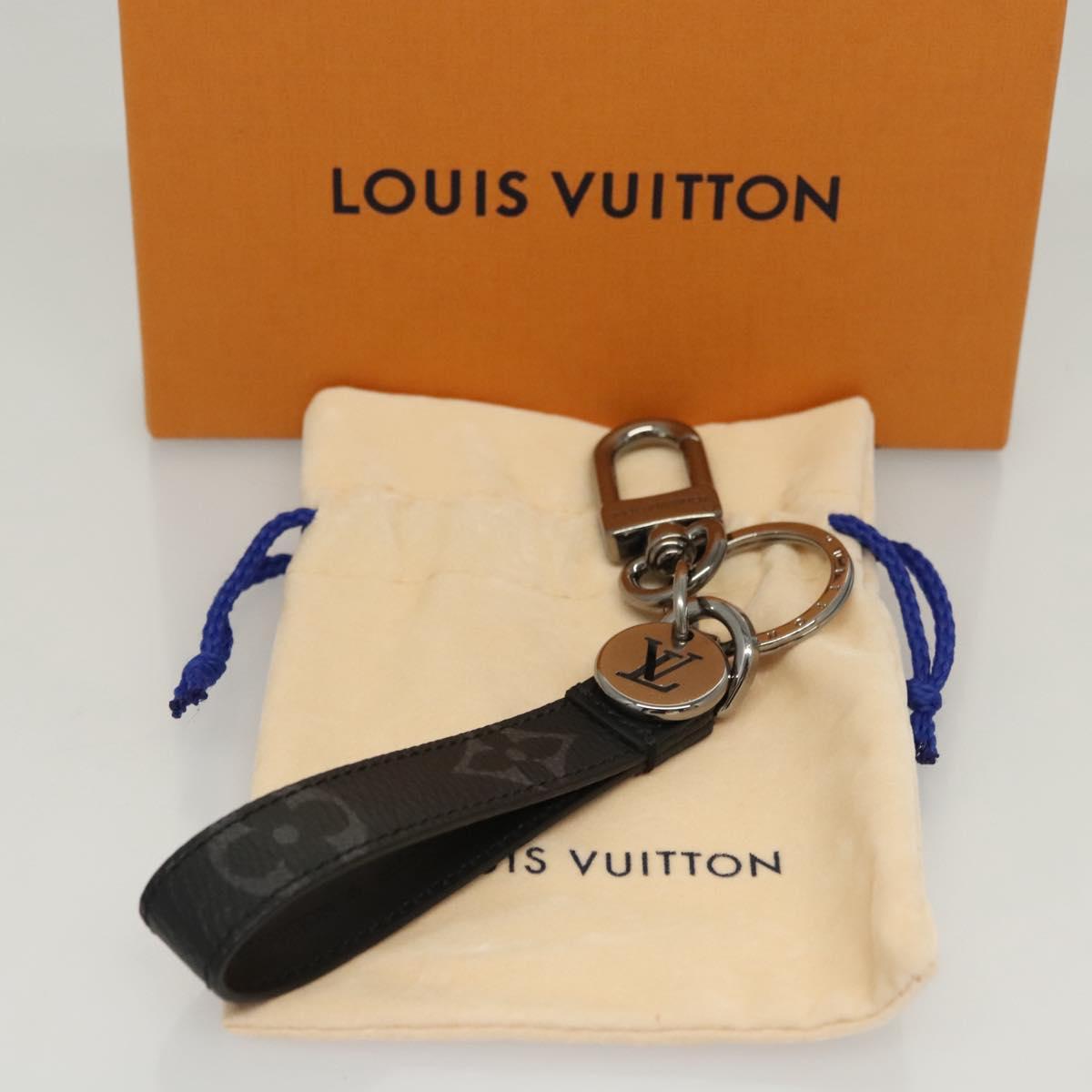 LOUIS VUITTON Monogram Eclipse Porte Cles Dragonne Key Holder M61950 Auth BA985AM