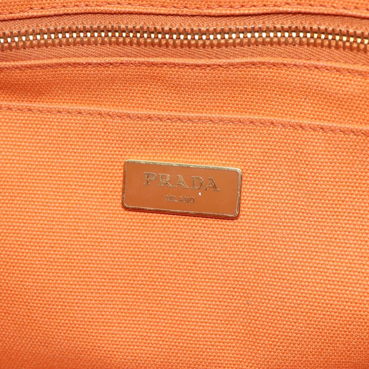 PRADA Kanapa MM Hand Bag Canvas Orange Gold Auth BA9860