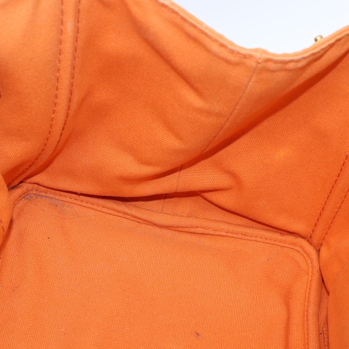 PRADA Kanapa MM Hand Bag Canvas Orange Gold Auth BA9860