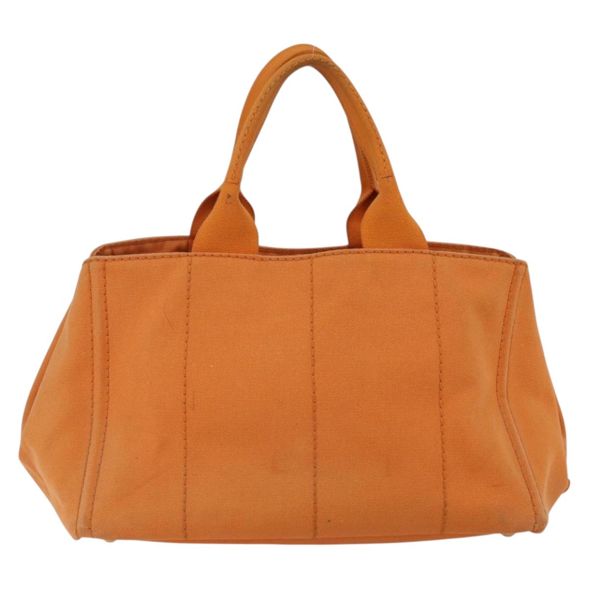 PRADA Kanapa MM Hand Bag Canvas Orange Gold Auth BA9860