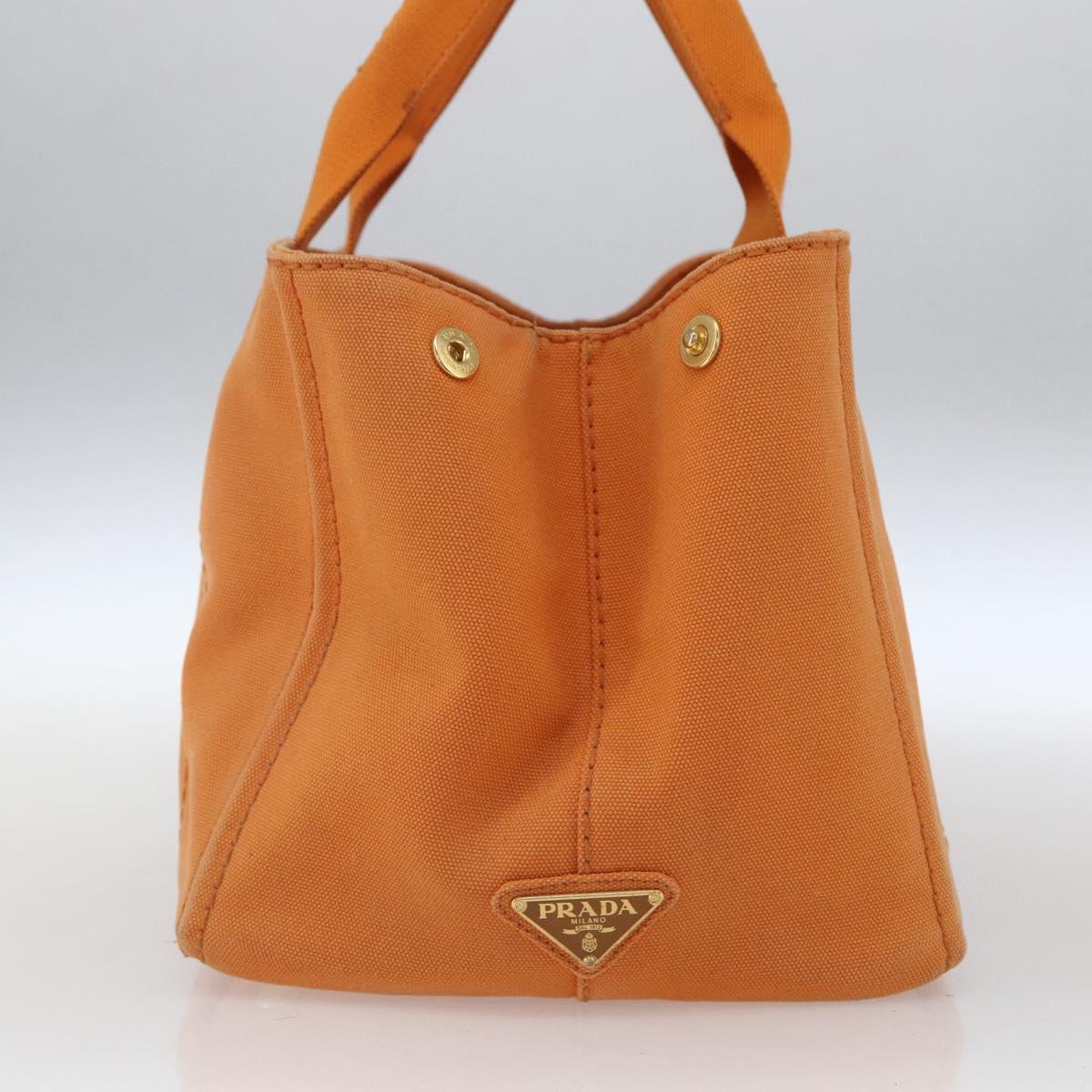 PRADA Kanapa MM Hand Bag Canvas Orange Gold Auth BA9860
