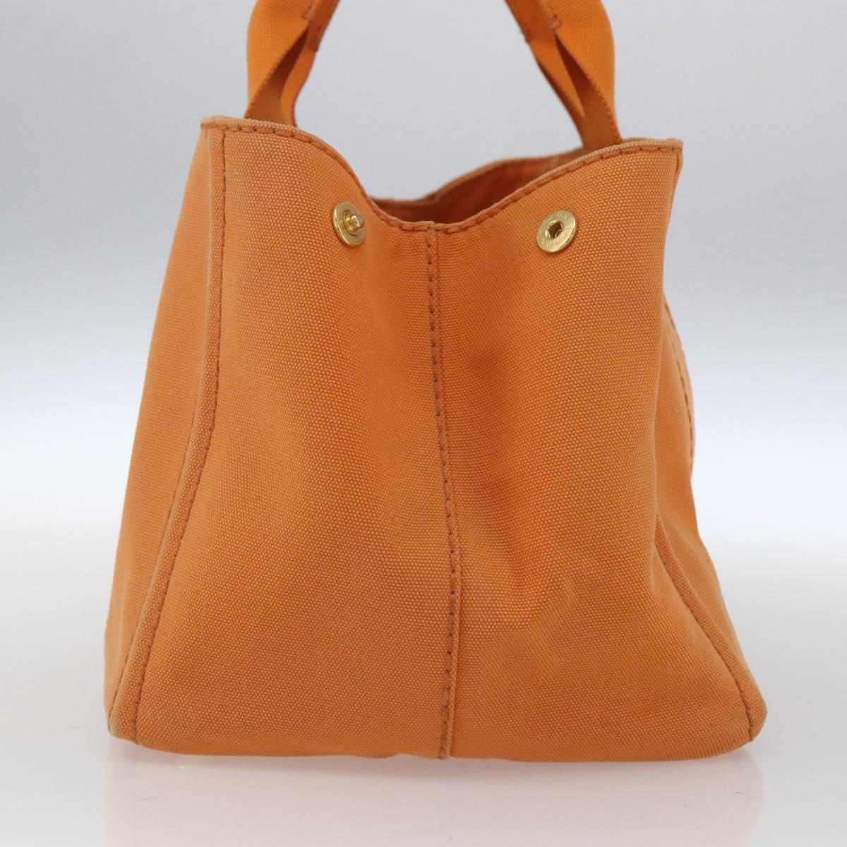 PRADA Kanapa MM Hand Bag Canvas Orange Gold Auth BA9860