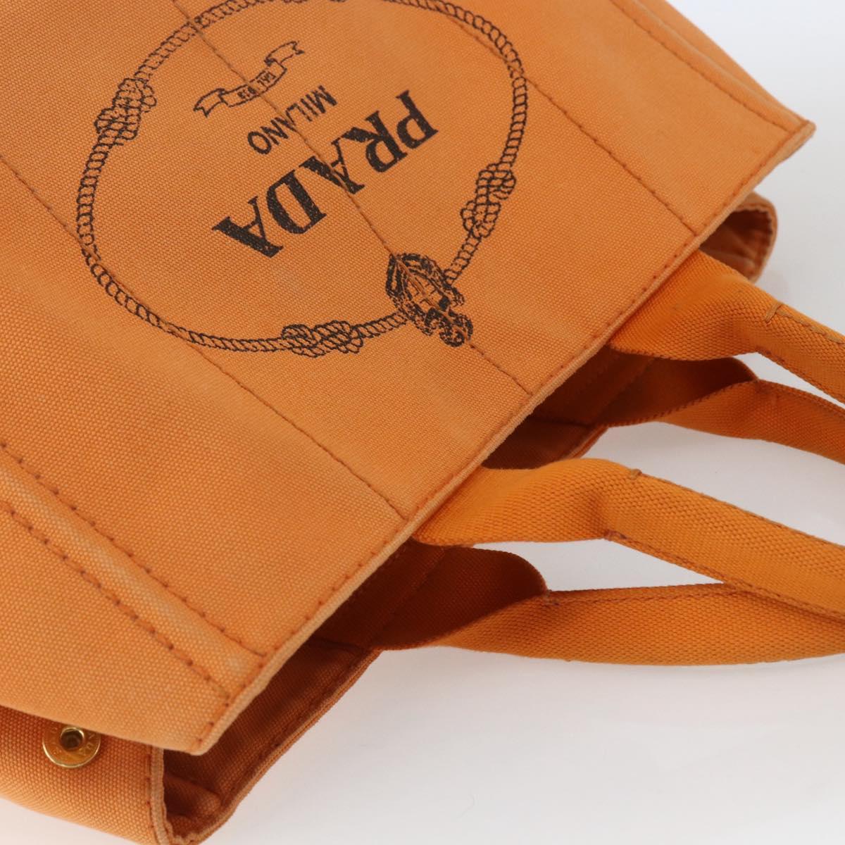 PRADA Kanapa MM Hand Bag Canvas Orange Gold Auth BA9860