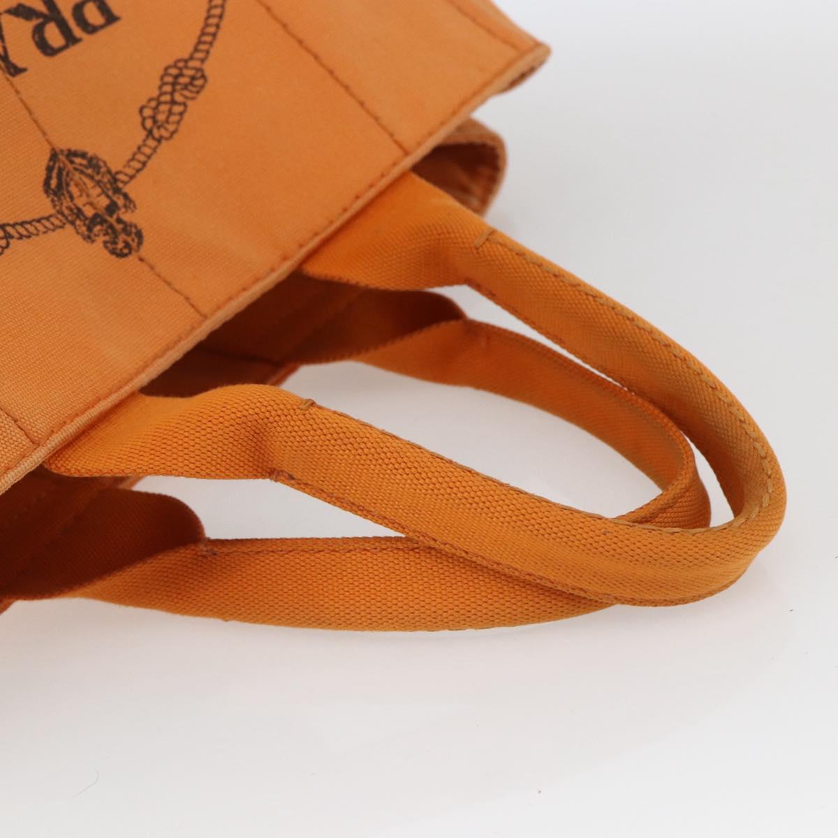 PRADA Kanapa MM Hand Bag Canvas Orange Gold Auth BA9860