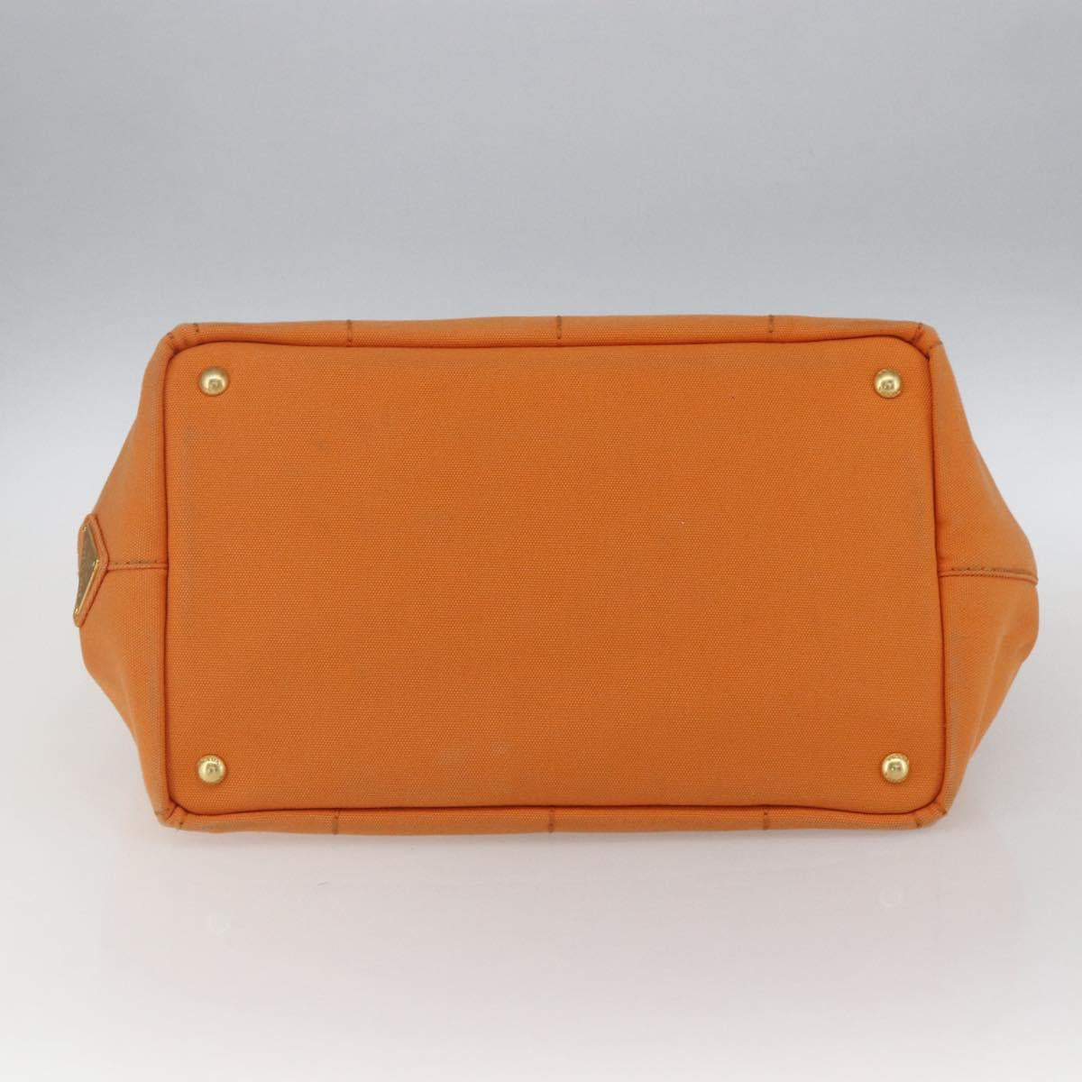 PRADA Kanapa MM Hand Bag Canvas Orange Gold Auth BA9860