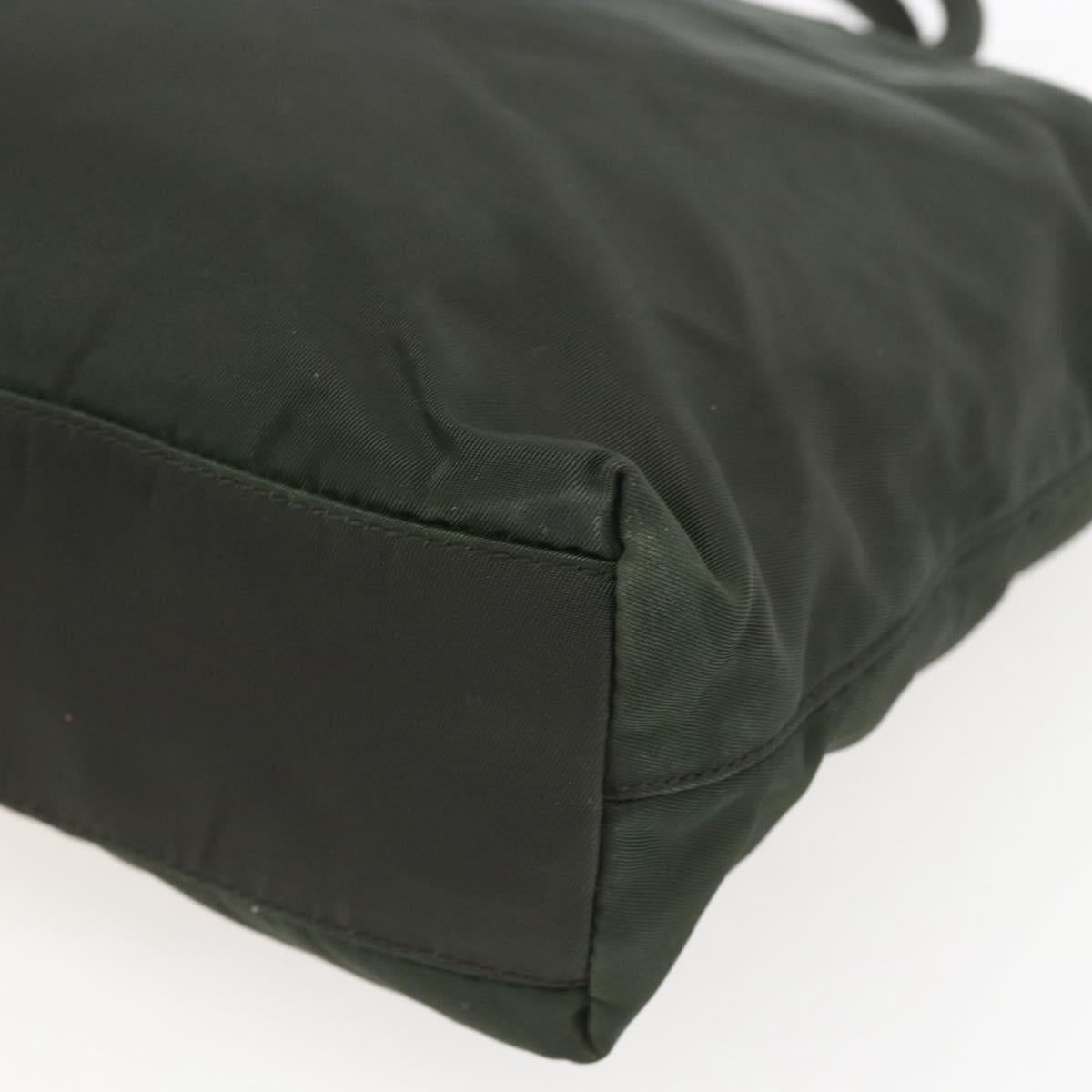 PRADA Hand Bag Nylon Khaki Silver Auth BA9861