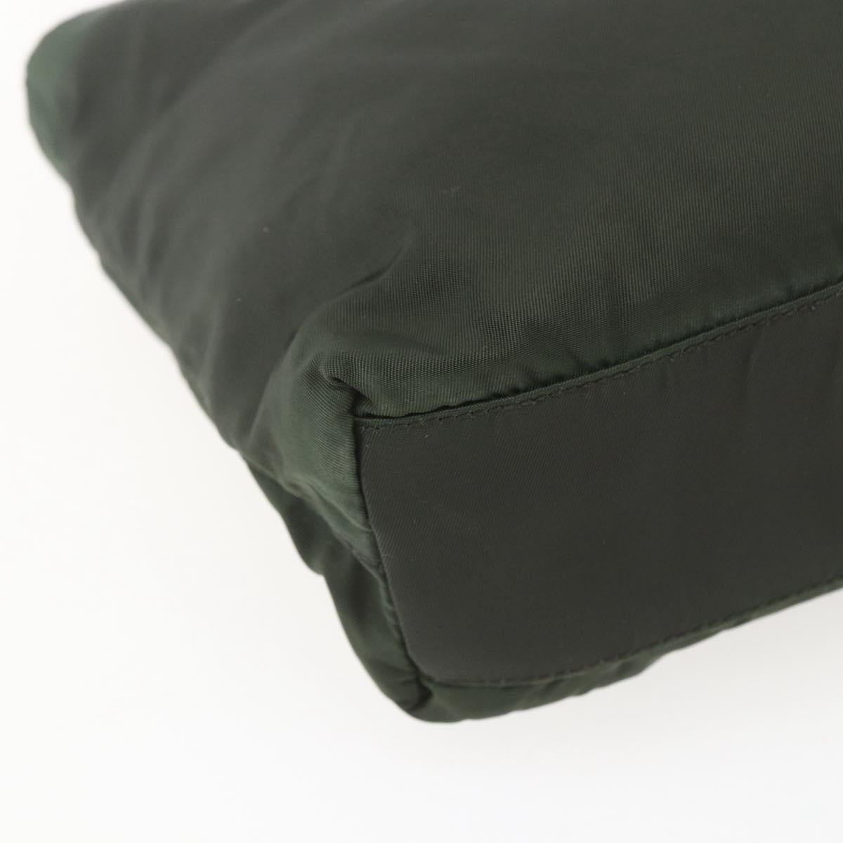 PRADA Hand Bag Nylon Khaki Silver Auth BA9861