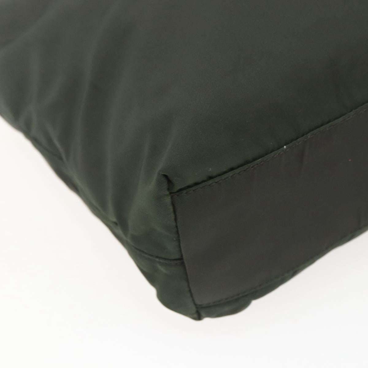 PRADA Hand Bag Nylon Khaki Silver Auth BA9861