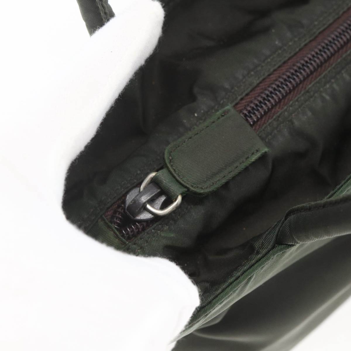 PRADA Hand Bag Nylon Khaki Silver Auth BA9861