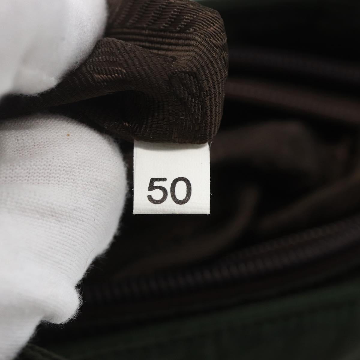 PRADA Hand Bag Nylon Khaki Silver Auth BA9861