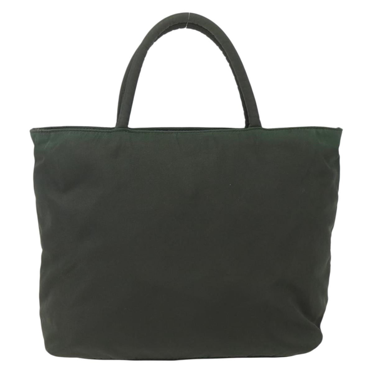 PRADA Hand Bag Nylon Khaki Silver Auth BA9861