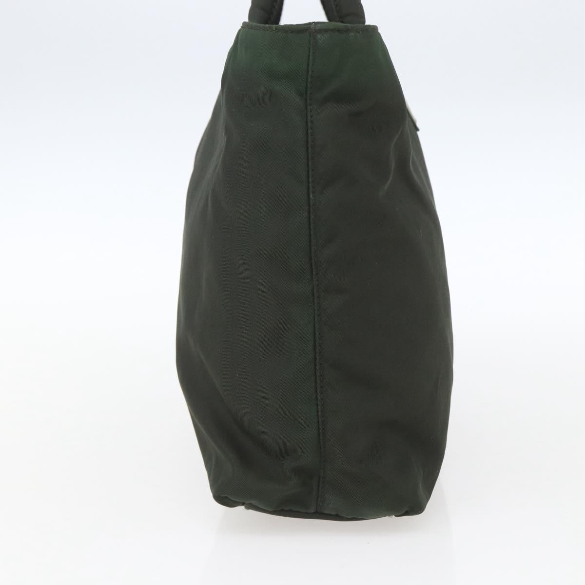 PRADA Hand Bag Nylon Khaki Silver Auth BA9861