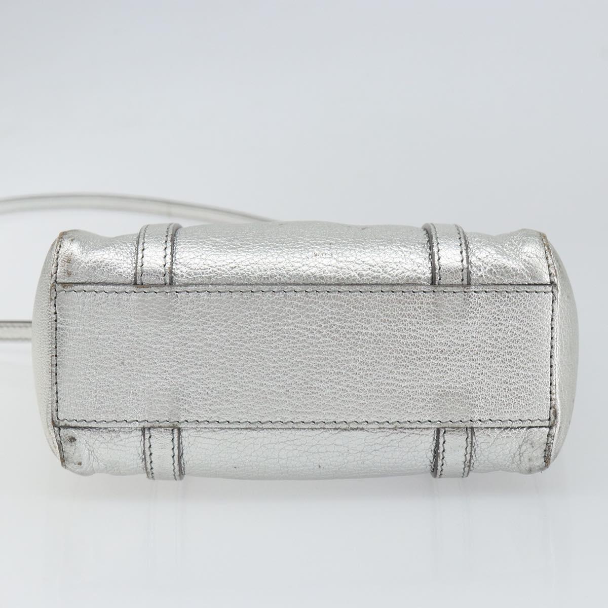 BALENCIAGA Everyday Tote XXS Shoulder Bag Leather 2way Silver 55185 Auth BA9862