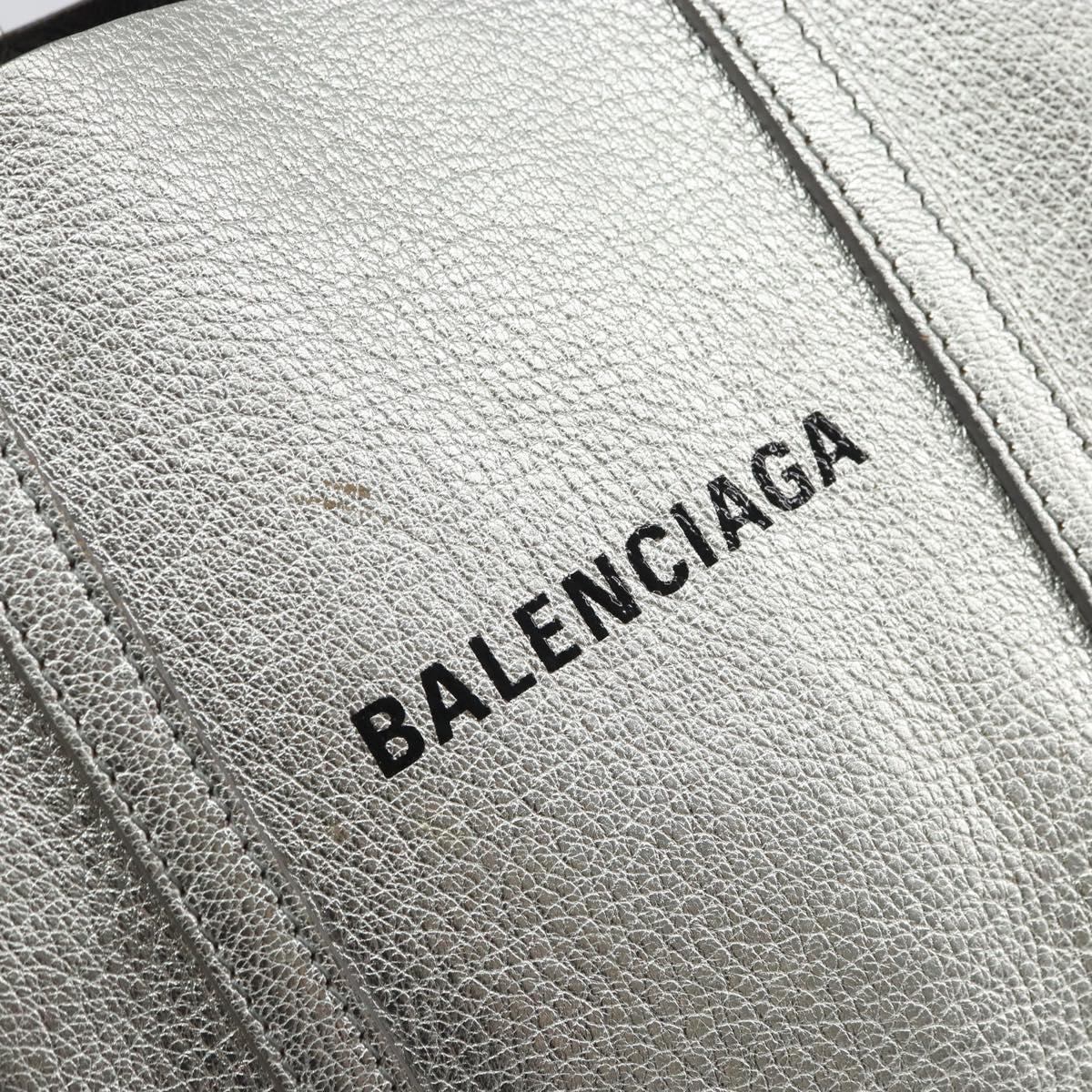 BALENCIAGA Everyday Tote XXS Shoulder Bag Leather 2way Silver 55185 Auth BA9862