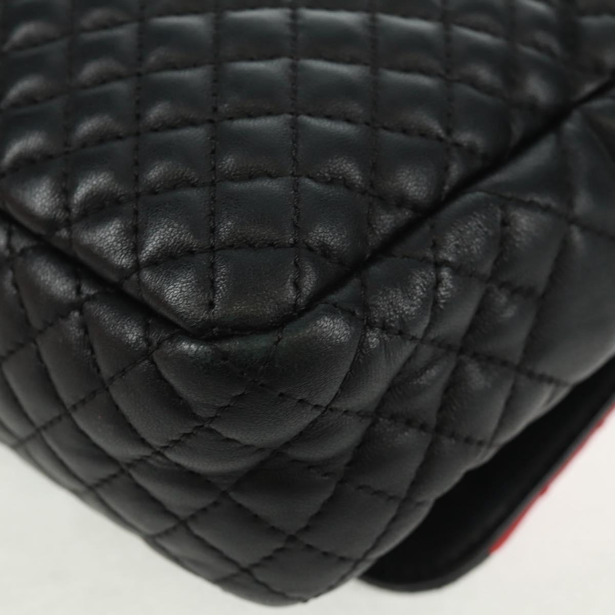 Gianni Versace Chain Shoulder Bag Leather Black Gold Auth BA9863V
