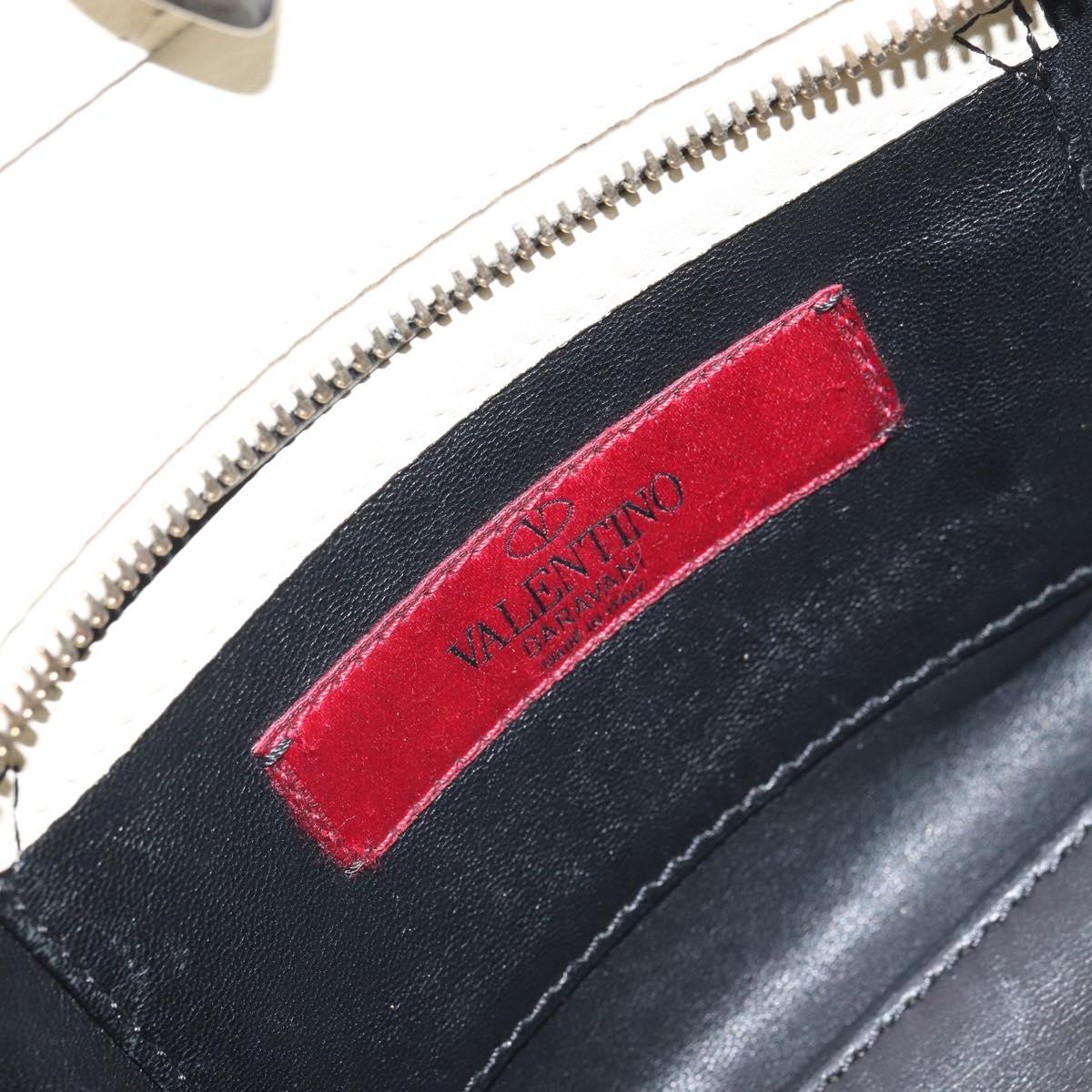 VALENTINO Hand Bag Leather 2way Black Gold Auth BA9864