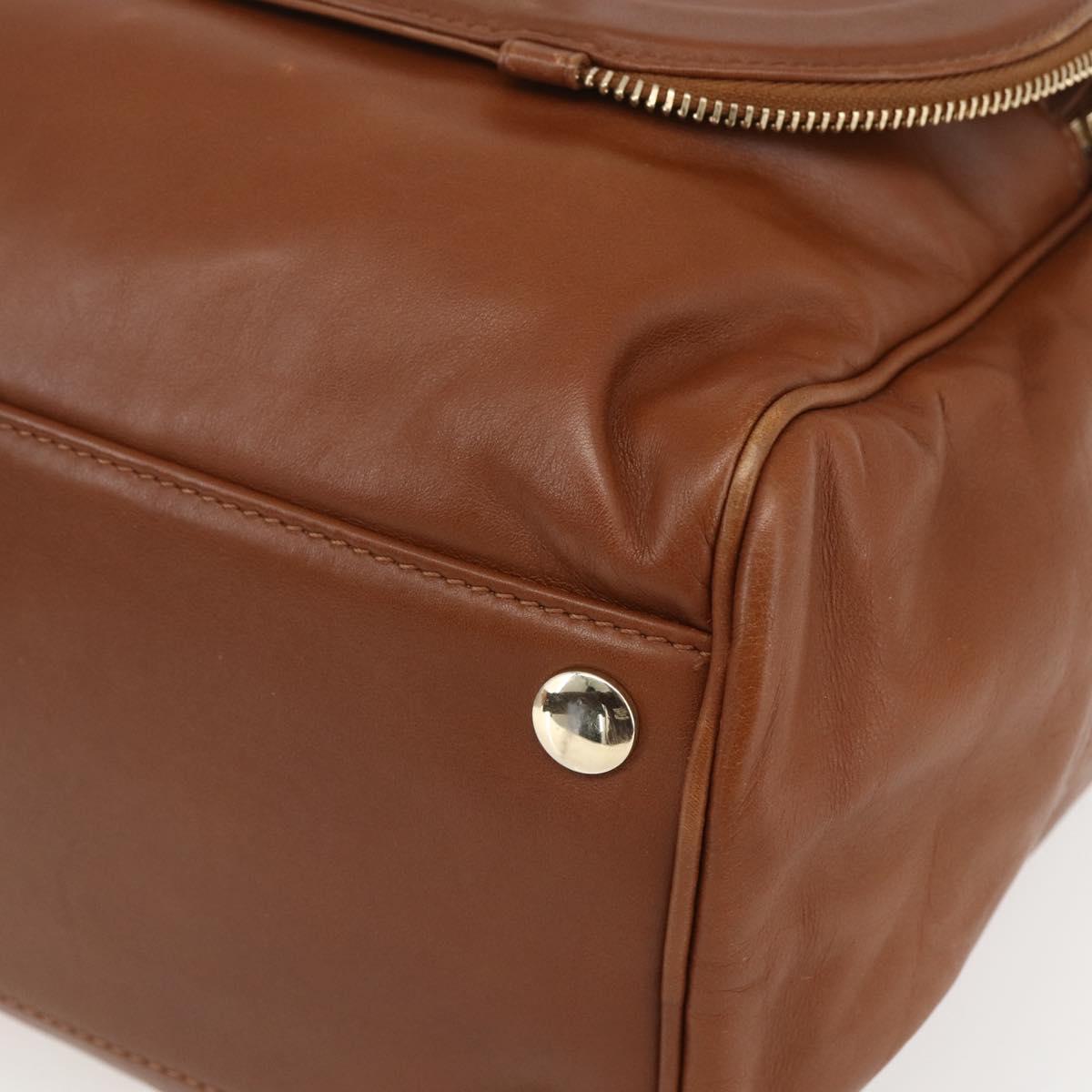 Jimmy Choo Hand Bag Leather Brown Gold Auth BA9865