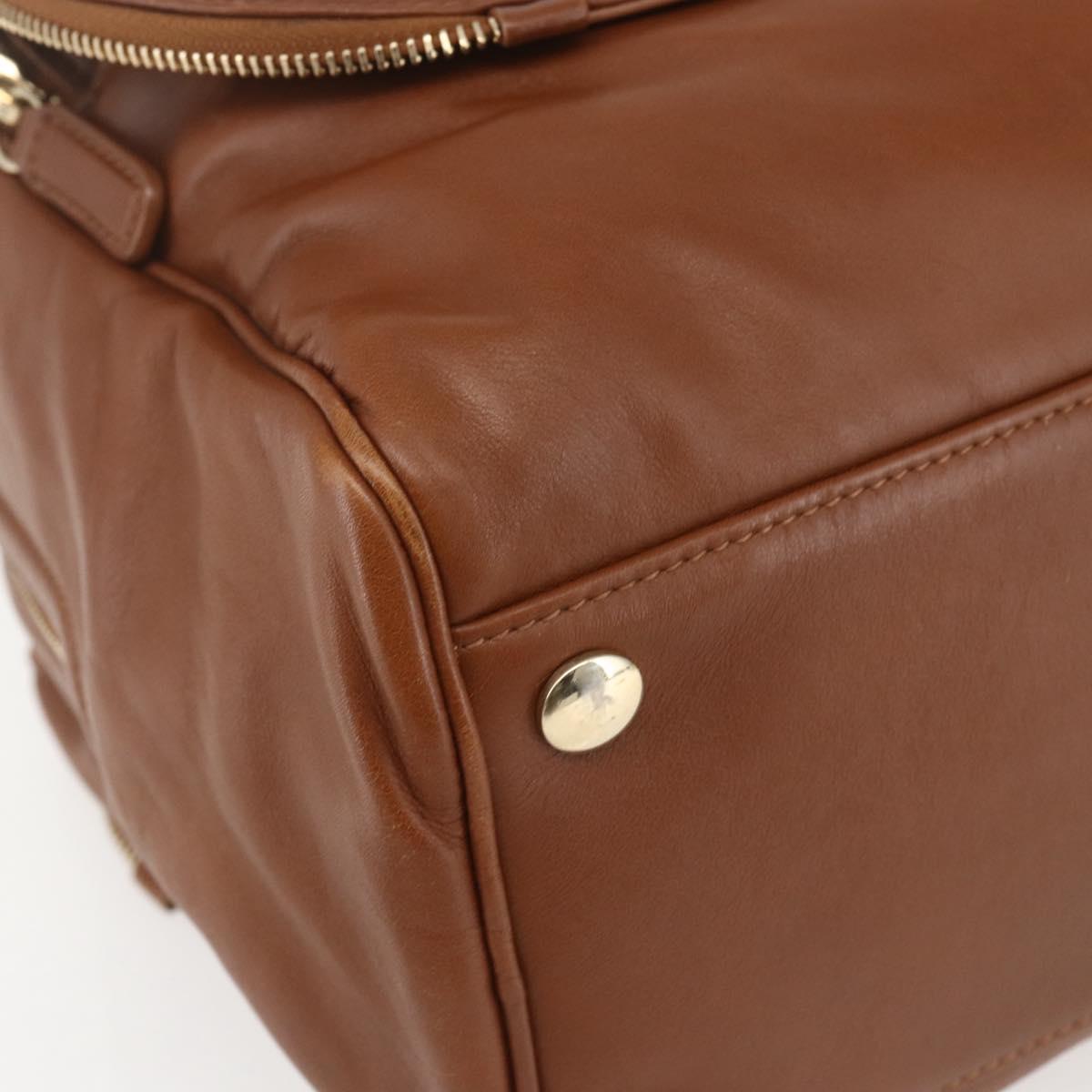 Jimmy Choo Hand Bag Leather Brown Gold Auth BA9865