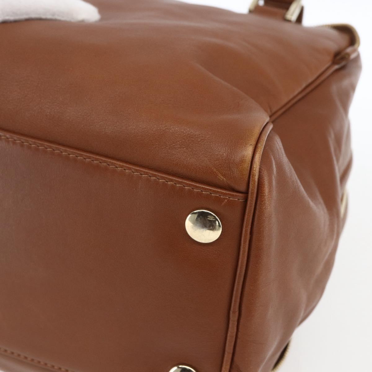 Jimmy Choo Hand Bag Leather Brown Gold Auth BA9865