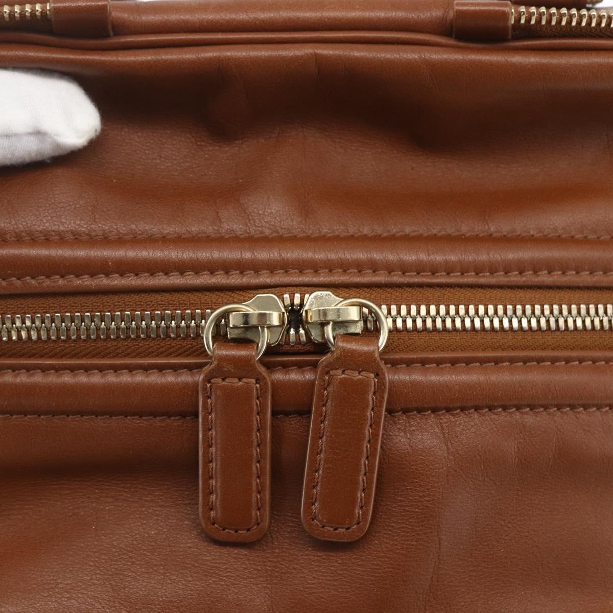 Jimmy Choo Hand Bag Leather Brown Gold Auth BA9865