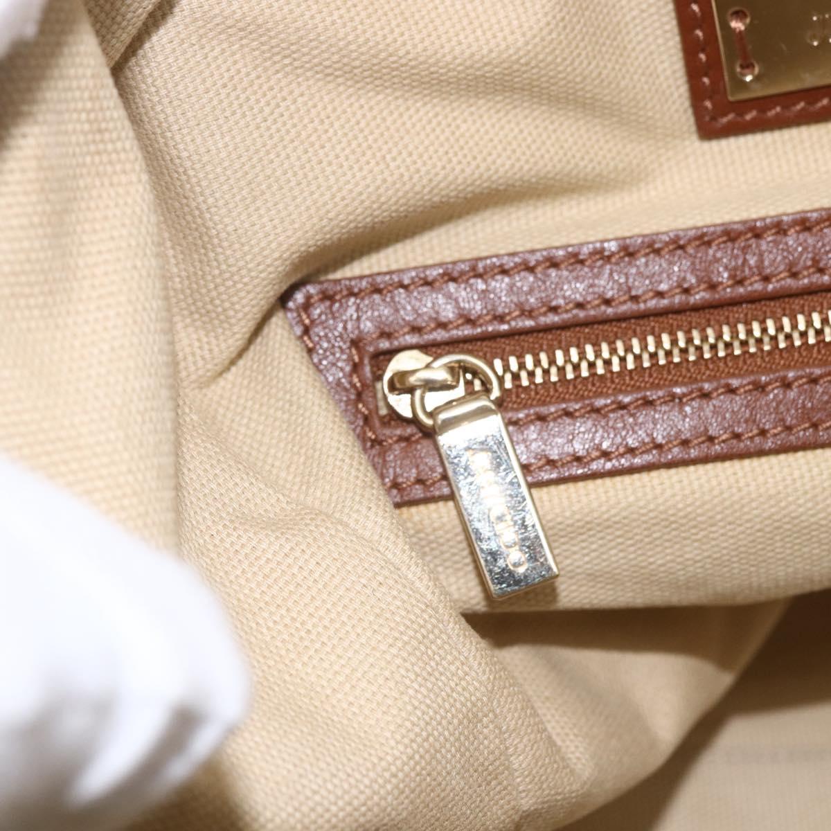 Jimmy Choo Hand Bag Leather Brown Gold Auth BA9865