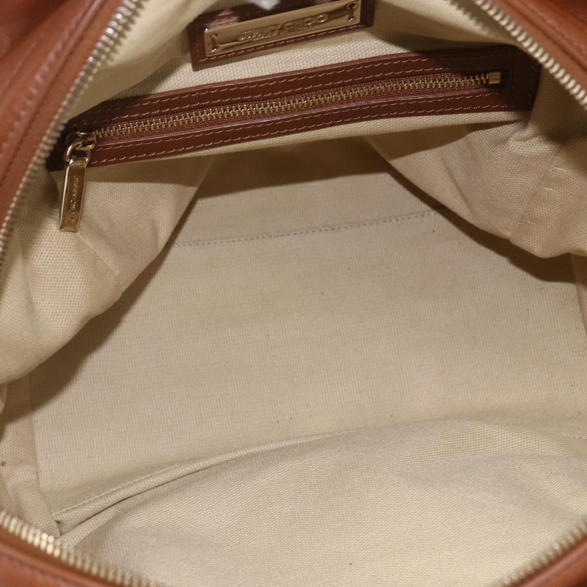 Jimmy Choo Hand Bag Leather Brown Gold Auth BA9865