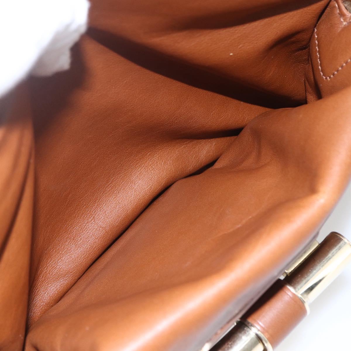 Jimmy Choo Hand Bag Leather Brown Gold Auth BA9865