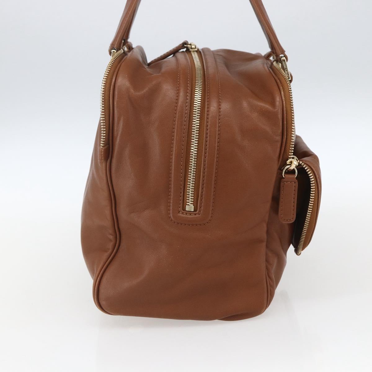 Jimmy Choo Hand Bag Leather Brown Gold Auth BA9865