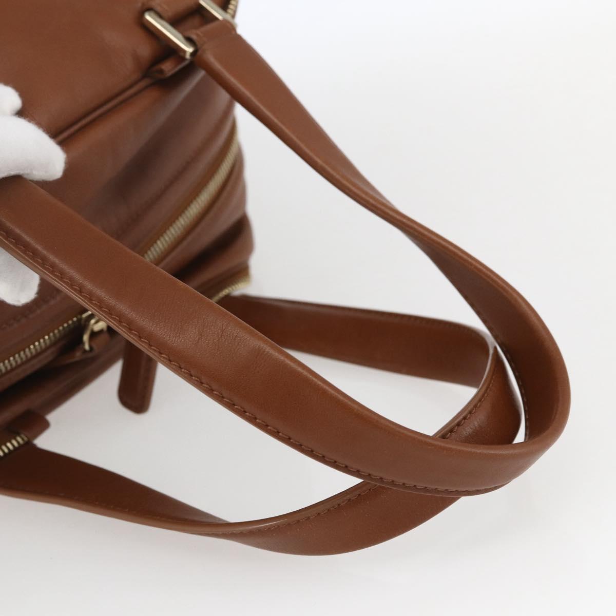 Jimmy Choo Hand Bag Leather Brown Gold Auth BA9865