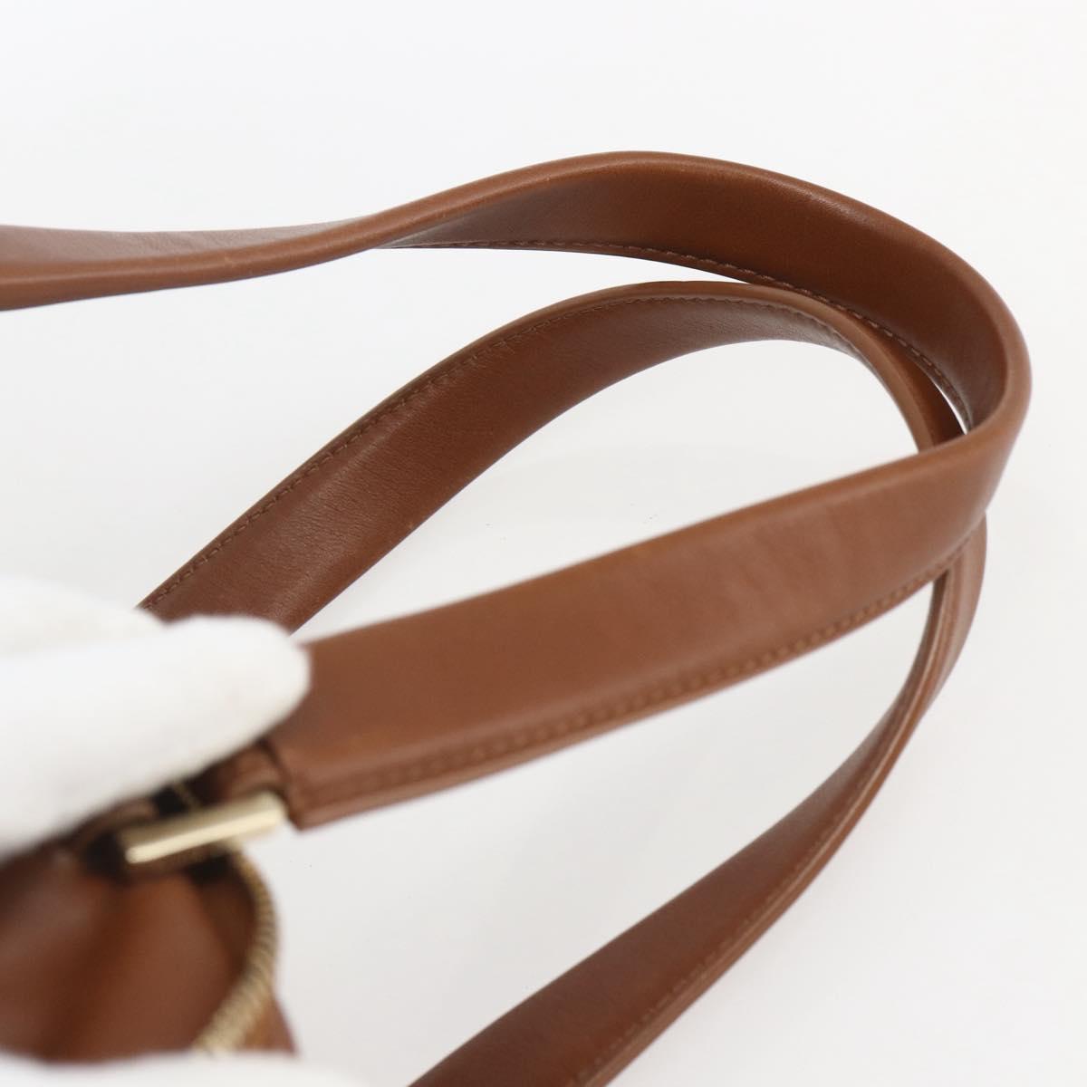 Jimmy Choo Hand Bag Leather Brown Gold Auth BA9865