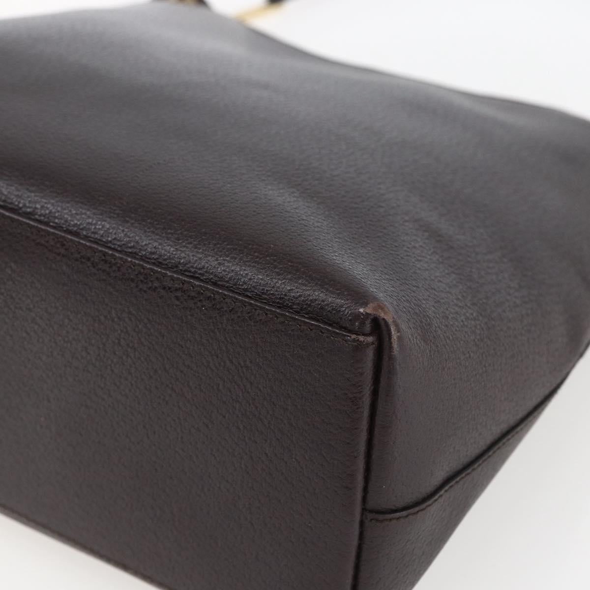 GUCCI Bamboo Hand Bag Leather Brown Gold Auth BA9867