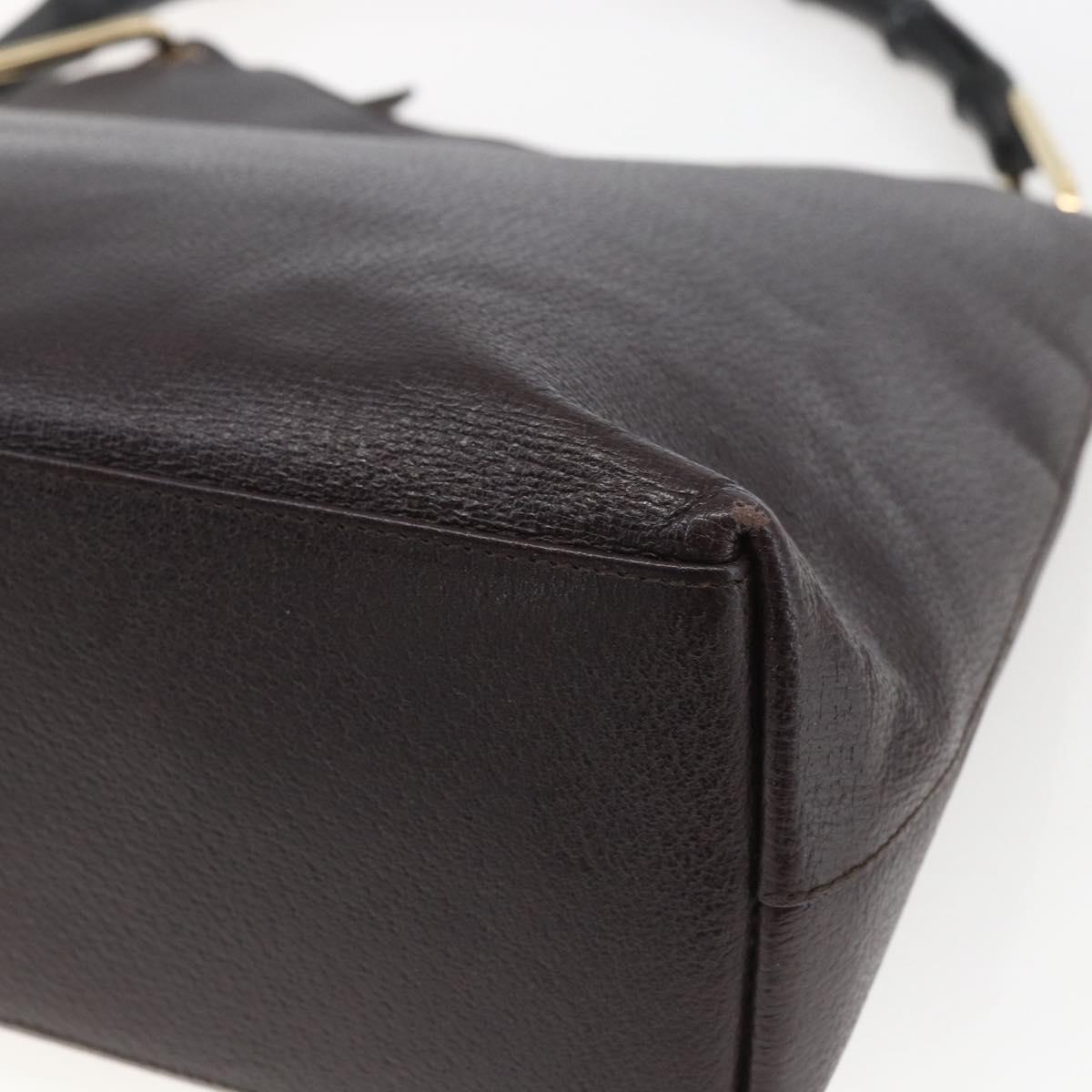 GUCCI Bamboo Hand Bag Leather Brown Gold Auth BA9867