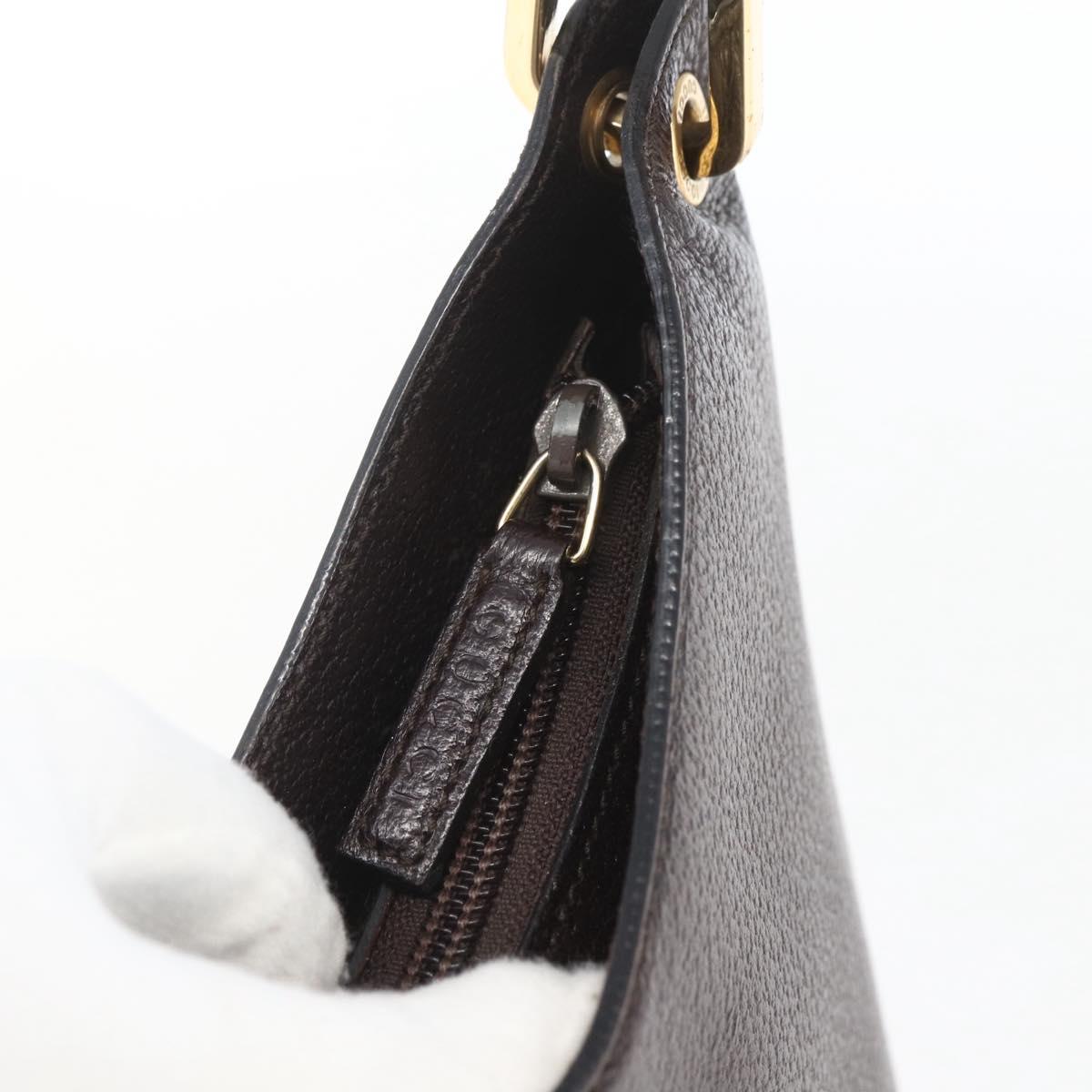 GUCCI Bamboo Hand Bag Leather Brown Gold Auth BA9867