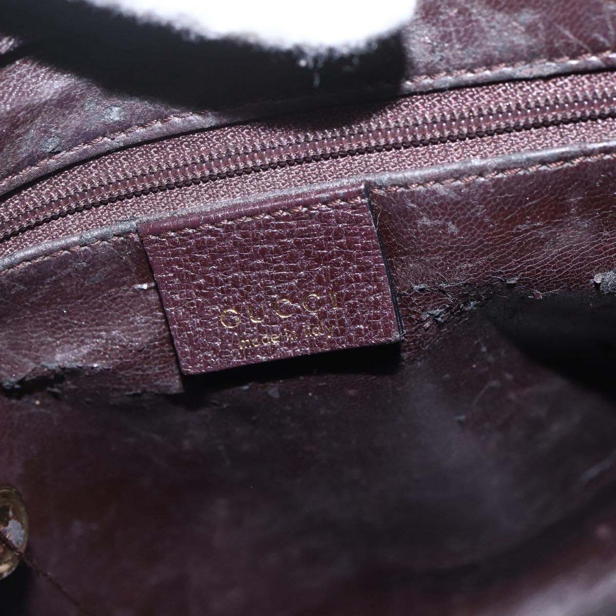 GUCCI Bamboo Hand Bag Leather Brown Gold Auth BA9867