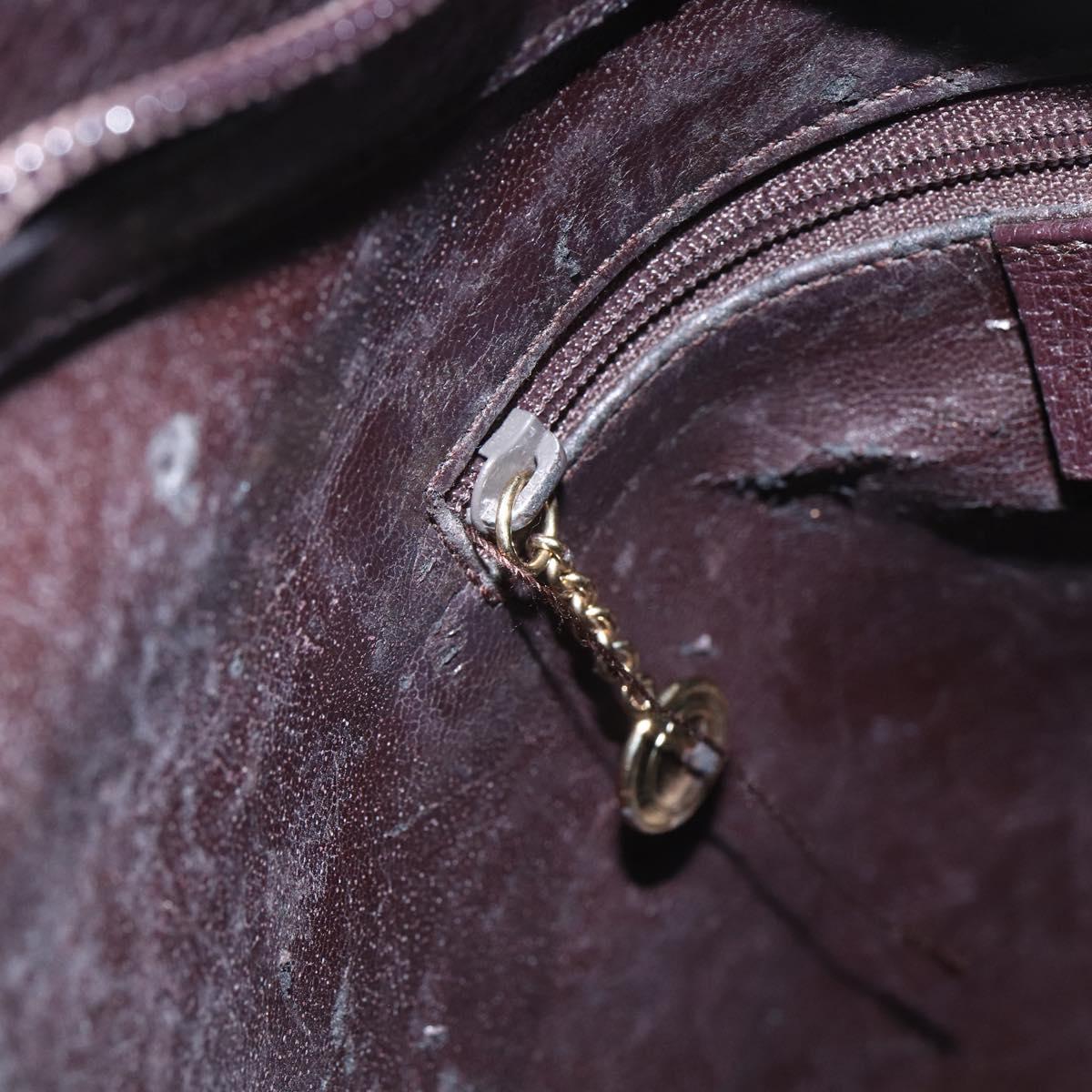 GUCCI Bamboo Hand Bag Leather Brown Gold Auth BA9867