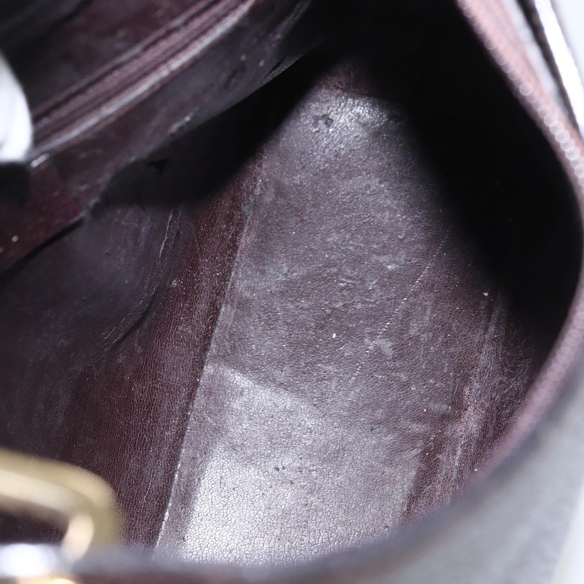 GUCCI Bamboo Hand Bag Leather Brown Gold Auth BA9867