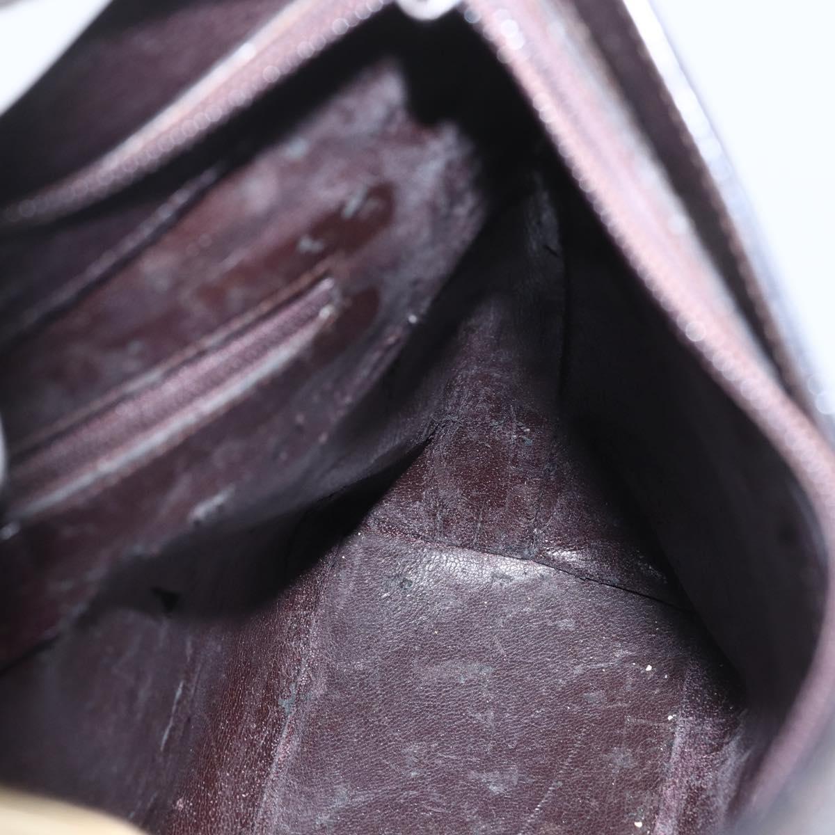 GUCCI Bamboo Hand Bag Leather Brown Gold Auth BA9867