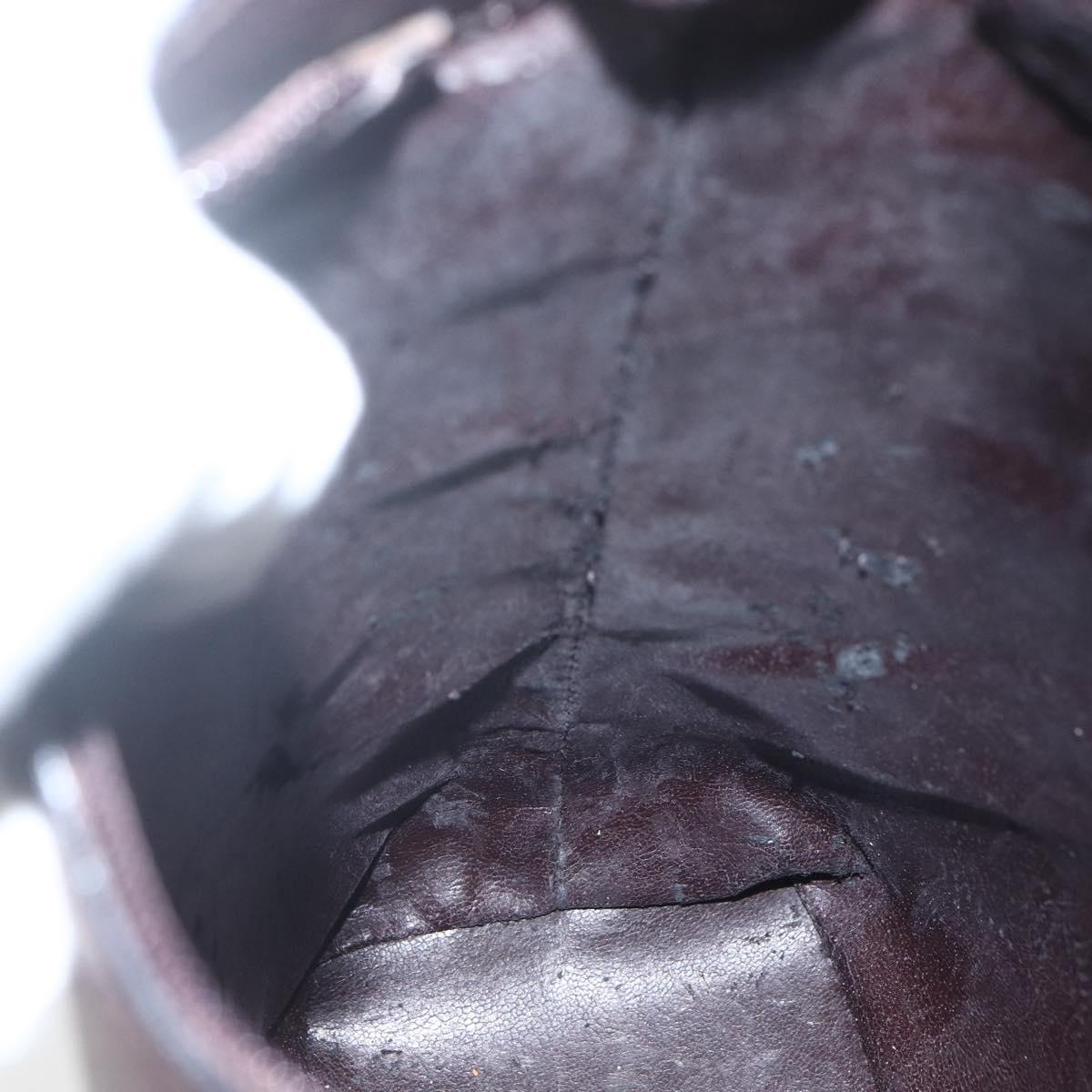 GUCCI Bamboo Hand Bag Leather Brown Gold Auth BA9867