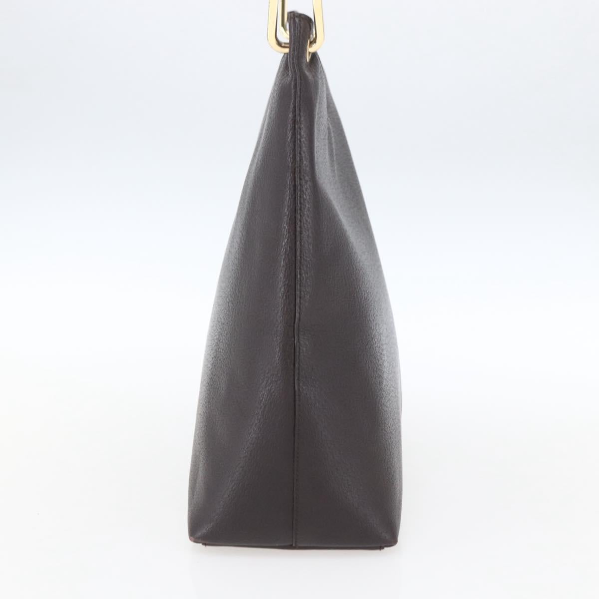 GUCCI Bamboo Hand Bag Leather Brown Gold Auth BA9867