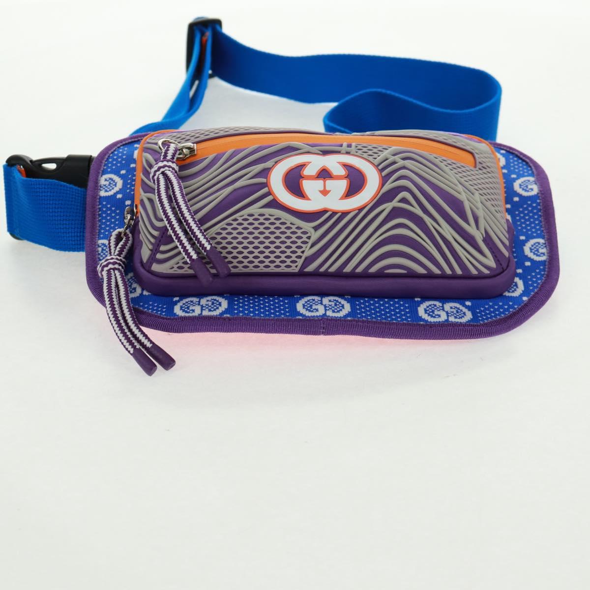 GUCCI Interlocking G Waist Bag Nylon Purple Silver 752102 Auth BA9874V