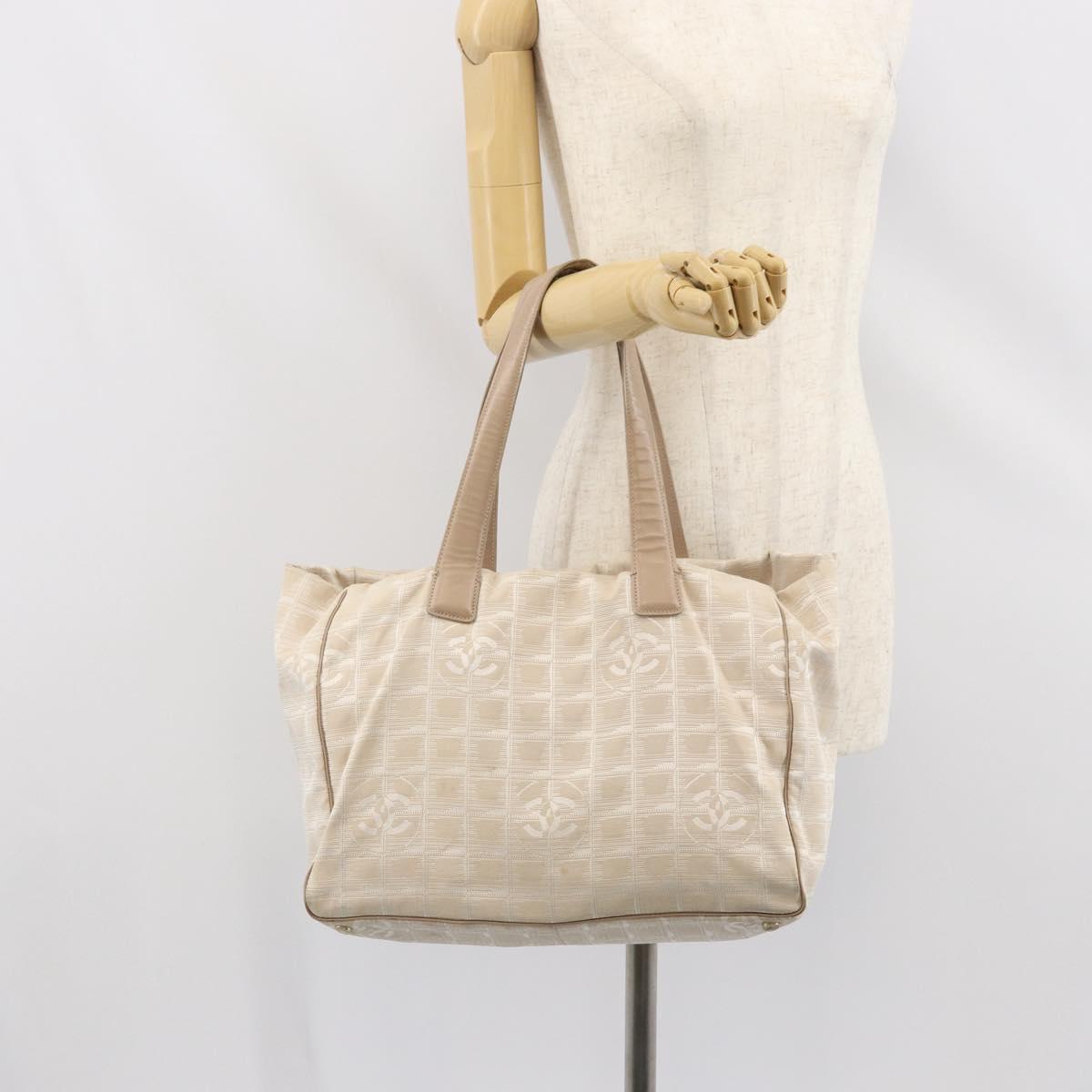 CHANEL New Travel Line Tote Bag Nylon Pink Gold CC Auth BA9876