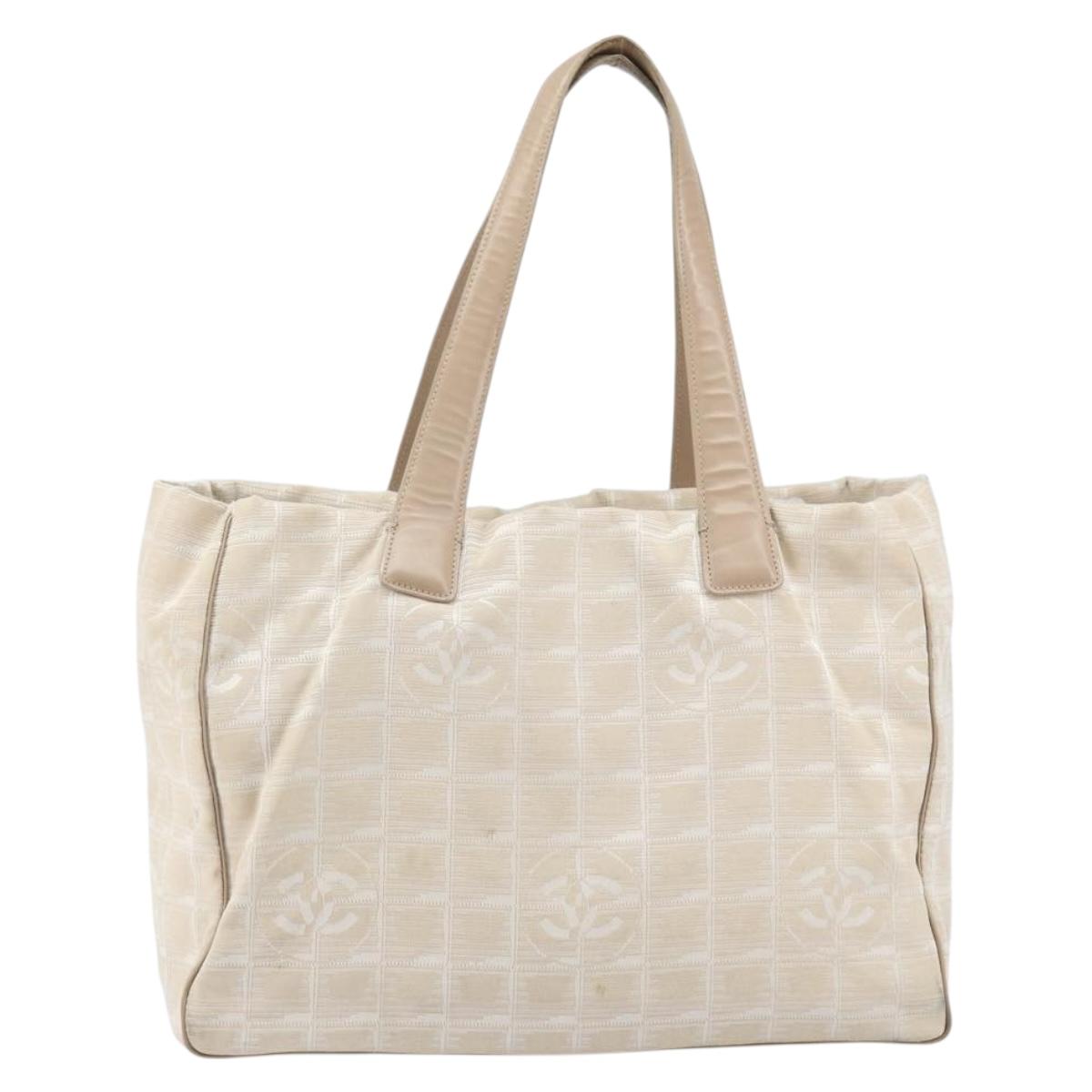 CHANEL New Travel Line Tote Bag Nylon Pink Gold CC Auth BA9876